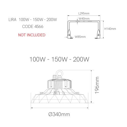 UFO LENS | 100W DALI | High-Bay Hallenleuchte Industriestrahler LED | 5.000K | Abstrahlwinkel verstellbar | 60°/ 90°/120°